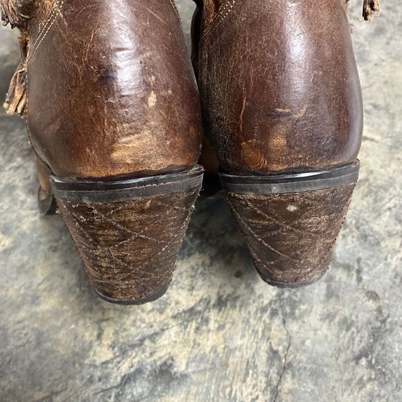 Justin Brown Leather Rustic Cowboy Boots Size 9 - Picture 9 of 12